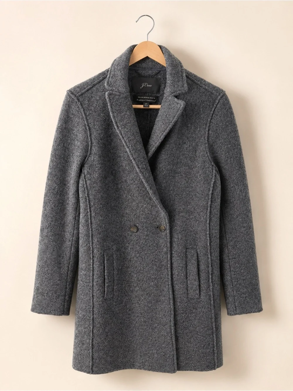 J. Crew Women's Double-Breasted Italian Boiled Wool Coat in Grey